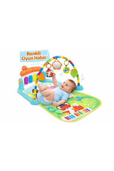 babydoor Piyanolu Desenli Bebek Oyun Halısı 0+ Ay Hayvan Figürlü Işıklı ve Mü...