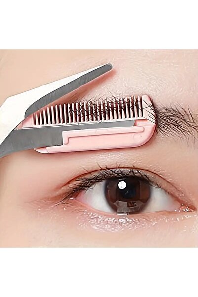 Choice14 pink 01 Stainless Steel Eyebrow Trimmer Scissors & Comb Set - Precis...