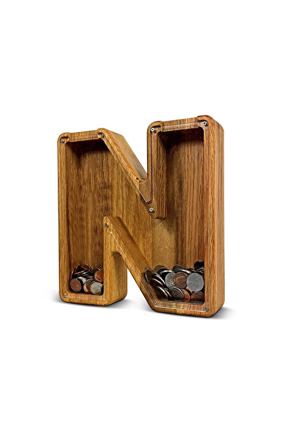 Choice19 صندوق نقود خشبي مزين بستة وعشرين حرفًا من الأبجدية الإنجليزية، يُستخ...