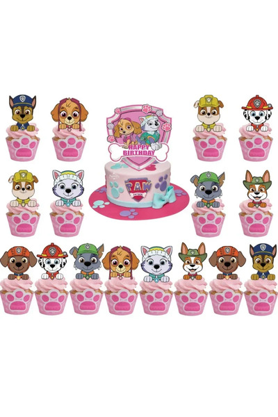 Choice5 مجموعة باو باترول (17 قطعة) لتزيين كعكة عيد الميلاد، تتضمن بطاقات تهن...