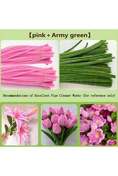 choice2 200 قطعة من منظفات الأنابيب، لون وردي داكن وأخضر، لوازم حرفية، تشكيلة...