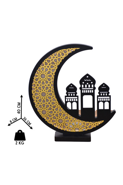 NAWADER Illuminated Ramadan Crescent (White & Gold, HY359C, BLACK & GOLD) – O...