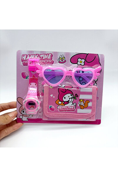 choice2 ساعة أطفال أنيقة بتصميم يونيكورن وهيلو كيتي مع محفظة ونظارات، ساعة سب...