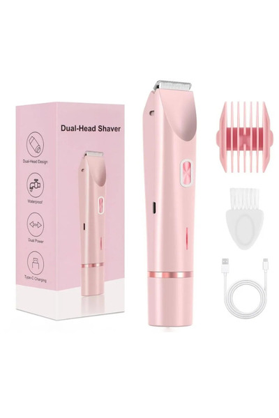 Choice1 ماكينة حلاقة كهربائية وردية 2 في 1 للنساء، مزدوج ، لتشذيب شعر العانة،...