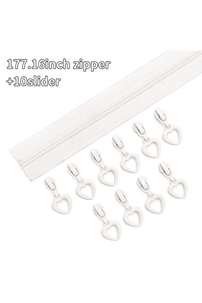 Choice5 White No.102 5 size zipper with 10 love zipper heads = 1 pack, 3 #col...