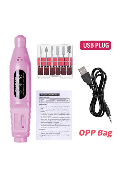 Choice9 حقيبة OPP وردية اللون مزودة بمنفذ USB، طقم برد أظافر كهربائي احترافي ...