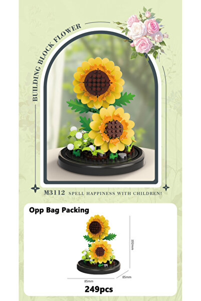 Choice12 3112 باقة زهور أبدية، نباتات مزروعة في أصيص، مكعبات بناء صغيرة، نموذ...