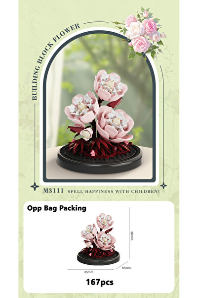 Choice13 3111 باقة زهور أبدية، نباتات مزروعة في أصيص، مكعبات بناء صغيرة، نموذ...