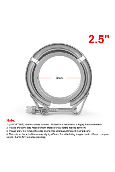 Choice4 2.5inch SUS 304 Upgraded Exhaust V Band Clamp Iron Flange Kit Male an...