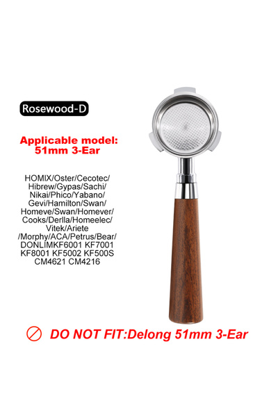 Choice6 Donlim51MMRosewood D 51mm 3 ears Bottomless Coffee Portafilter For Ho...