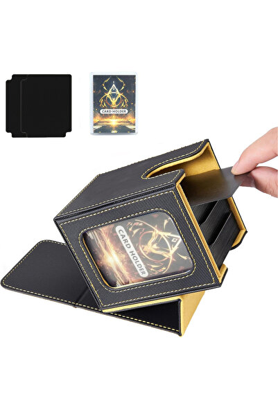 Choice6 صندوق أسود وأصفر يتسع لأكثر من 100 بطاقة تداول، مناسب لعرض بطاقات لعب...