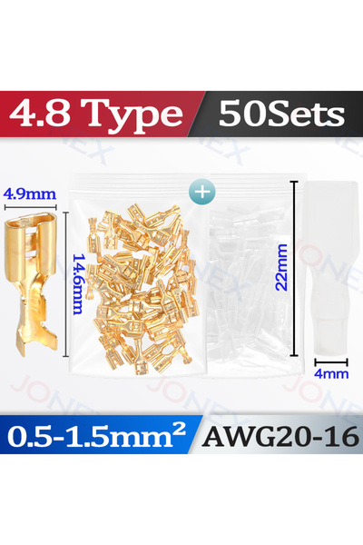 choice2 مجموعة من 50 طقمًا من أطراف التوصيل الكهربائية من نوع F-4.8، ذات أطرا...