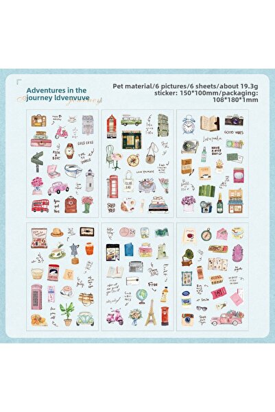 Choice4 E Journamm 6sheets Vintage Scrapbook Stickers PET Diary Sticker Pack ...