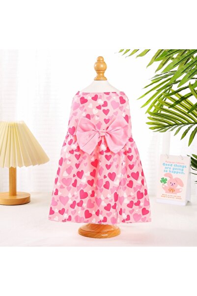 choice2 L Pink Spring Dog Princess Dress Heart Patten Pet Skirt Cute Dog‘s Su...