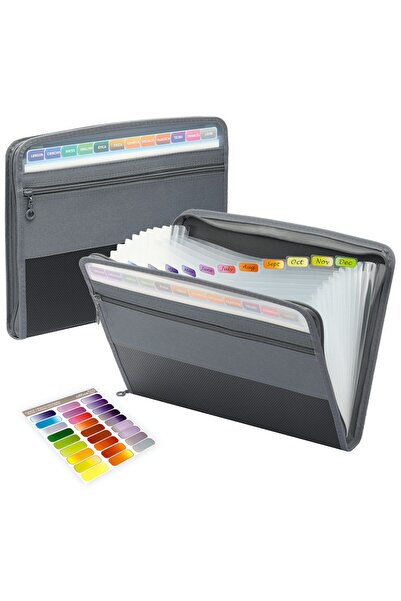 Choice4 Grey Accordion File Organizer with Safe Zipper, 13 Pket Expanding Fil...