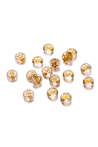 Choice4 7mm x 50pcs Clear-gold 50pcs Colorful Acrylic Heart Flower Beads Flat...