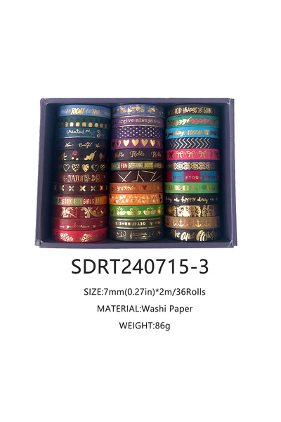 choice2 SDRT240715-3 مجموعة 36 لفة من أشرطة واشي رفيعة مطلية برقائق ذهبية، 7 ...