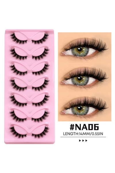 choice2 7pairs-NA06 Veltrinay Cat Eye Lashes Natural Fake Lashes Winged End E...
