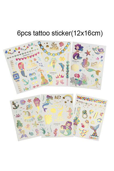 Choice16 6 sheet tattoo-A Mermaid Disposable Tableware Set Little Mermaid Pap...