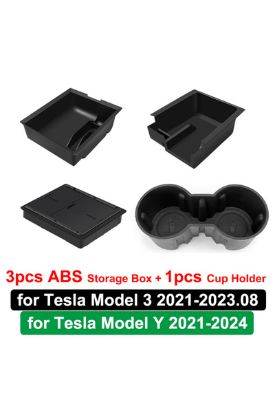 Choice7 مجموعة من 4 قطع من مادة ABS لسيارة تسلا موديل Y، تتضمن صندوق تخزين مر...