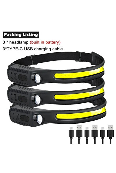 Choice4 3PCS 1-10PCS LED Sensor Headlamp Built-in Battery USB Rechargeable He...