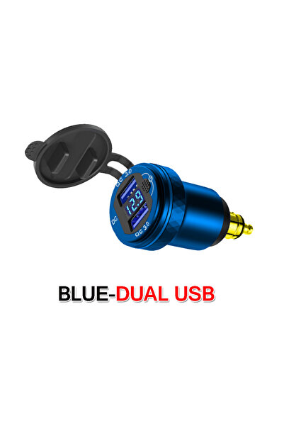 Choice4 Blue Dual USB TypeC Quick 3.0 Charger DIN Hella Socket LED Adapter Fo...