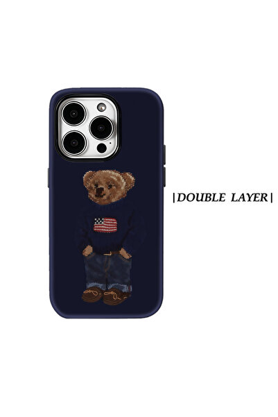 Choice49 غلاف هاتف مغناطيسي بتصميم دب تيدي محبوك باللون الكحلي، مناسب لهواتف ...