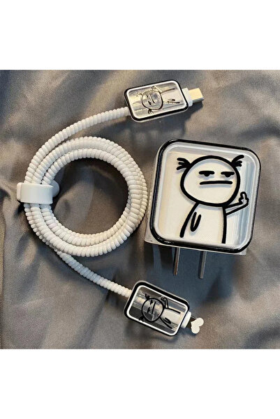 Choice3 06 غطاء حماية لشاحن 18 واط/20 واط، غطاء لكابل USB، لفافة سلك الشحن وا...