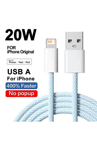 Choice5 كابل شحن سريع USB مضفر أزرق بطول 1 متر وقوة 20 واط لأجهزة iPhone X وX...