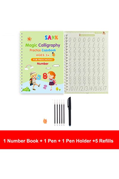 Choice3 كتاب تدريبي سحري لتعليم الأرقام، قلم، مناسب لمرحلة ما قبل المدرسة، لل...