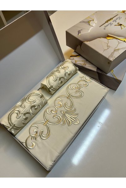 Home Karlla nakışlı pamuk saten nevresim set