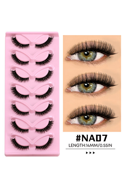 Choice3 7 أزواج - NA07 رموش فيلتريناي بتصميم عين القطة، رموش صناعية طبيعية، أ...