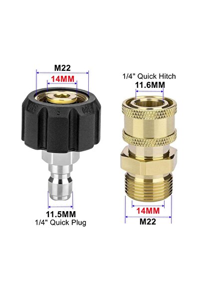 Choice1 14MM Full Set High Pressure Washer M22 To 1/4" Quick Connect Hitch 14...