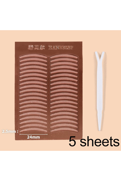 Choice1 لاصقات جفن مزدوج الطي غير مرئية بتصميم هلالي، دانتيل طبيعي شفاف بيج م...