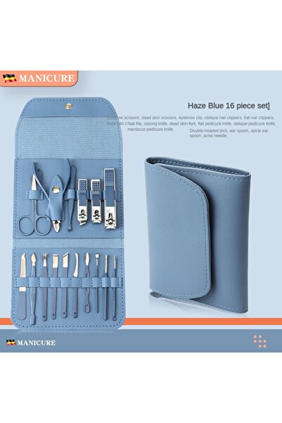 Choice1 طقم مقص أظافر أزرق ضبابي مكون من 16 قطعة، طقم كامل من مقص أظافر أخضر ...