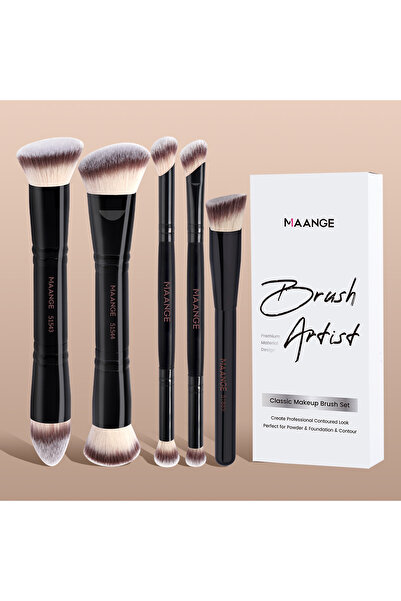 choice2 مجموعة فرش مكياج أساسية من 5 قطع من MAANGE باللون الأسود - تتضمن فرشا...