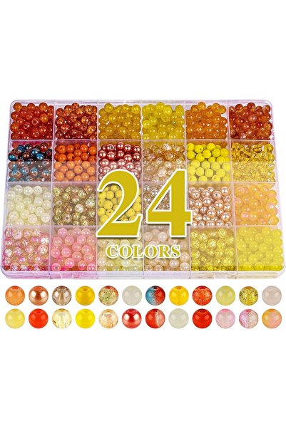 Choice1 6mm YELLOW 960PCS 6mm Glass Beads Bracelet Making Kit Assorted Colorf...