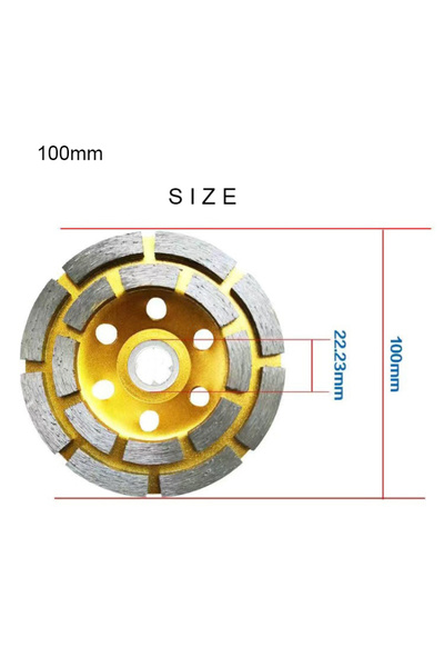 Choice قرص تجليخ ماسي كبير ذهبي 100 مم، مناسب لطحن الأحجار والخرسانة، وطحن ال...