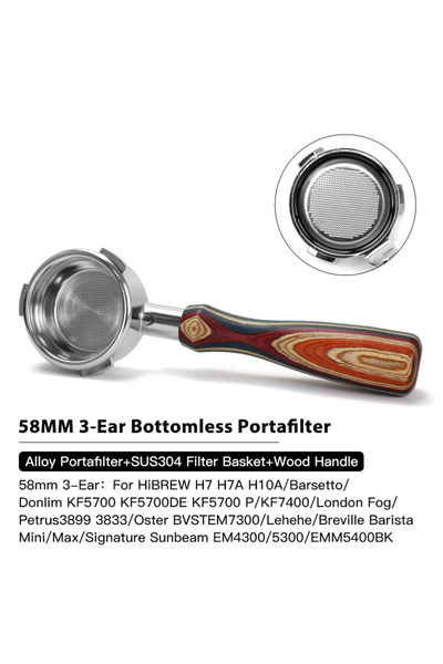 Choice6 58mm 3-Eea Color AL 58mm Bottomless Portafilter 3Ear For Hibrew h7 h7...