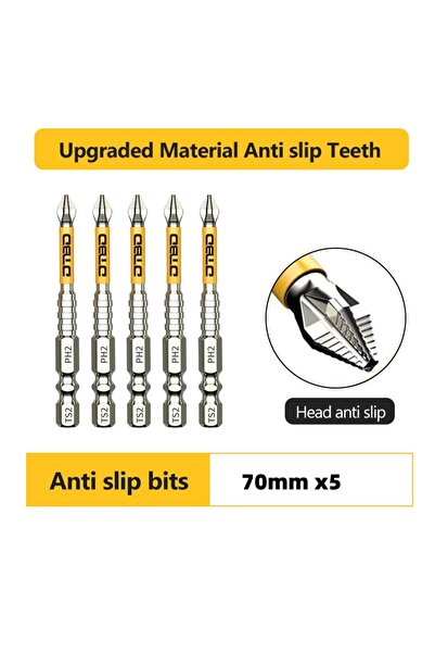 Choice1 Deli 5pcs 70mm 5PCS Ph2 Non-slip Cross Screwdriver Bits Set High Hard...