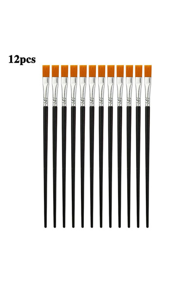choice2 12 black flat 12/24 Pcs Painting Brushes Set Art Round Flat Hair Nylo...