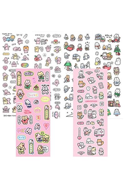 Choice5 جميع القطع الست، 1/6 قطع، ملصقات أرنب لطيفة مرسومة يدويًا بأسلوب جراف...