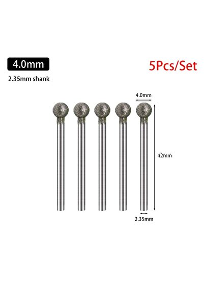 Choice9 مجموعة من 5 قطع من رؤوس حفر وصقل ماسية دائرية بقطر 4.0 مم وساق 2.35 م...
