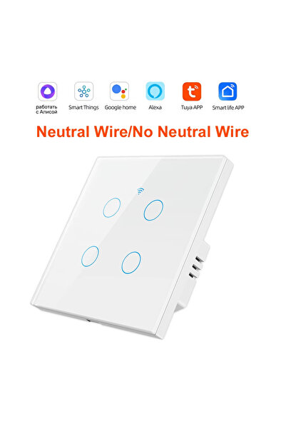 Choice3 white 4 gang Smart Switch EU WiFi Smartlife Neutral Wire/No Neutral W...