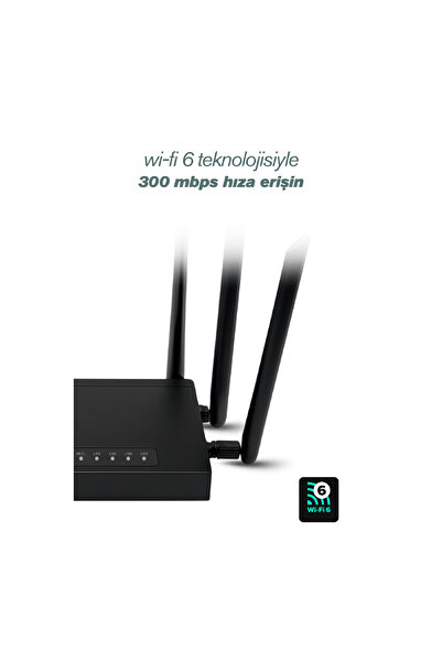 Midcom B825 300 Mbps 2.4 GHz. 4G/5G Sim Kartlı 4 Anten 4 Port RJ45 Taşınabilir Router Wifi 6 Modem