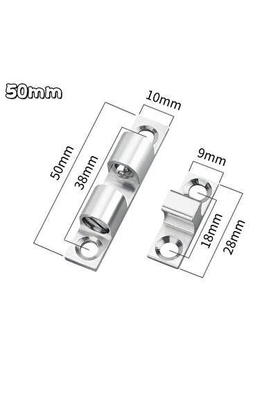 Choice8 6 قطع فضية - 50 مم، 3/6 قطع، مزلاج كروي لأبواب الخزائن، مزلاج كروي مز...