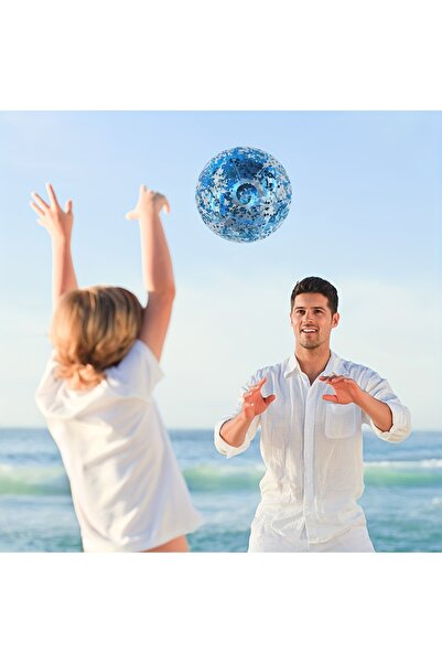 Choice6 Blue 1pc Inflatable Beach Ball PVC Sequin Bal Summer Beach Swimming P...