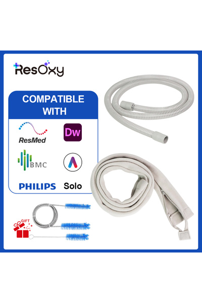 Choice4 غطاء أنبوب جهاز التنفس CPAP رمادي ناعم قابل للغسل ، مزود بسحاب، لفّ ا...