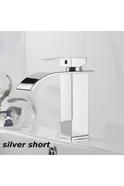 Choice5 حوض غسيل قصير فضي اللون بتصميم شلال، مصنوع من الفولاذ المقاوم للصدأ، ...