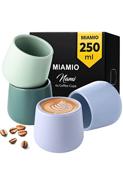 MIAMIO Set of 4 Coffee Mugs, Nami collection, ceramic, Pastel Coast multicolo...